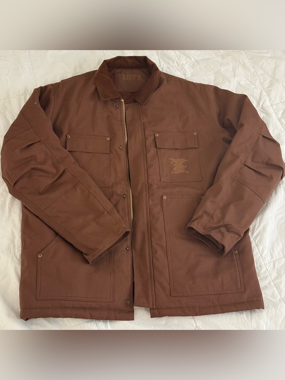 NRA 1871 Brown Canvas Work Jacket Mens XL Fleece Lined Carhartt Style Barn Coat